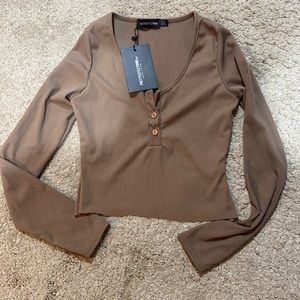 NWT pretty little thing shape mocha ribbed top 6